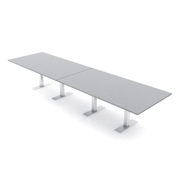 14 Person Modular Powered Rectangular Conference Table Metal T Bases