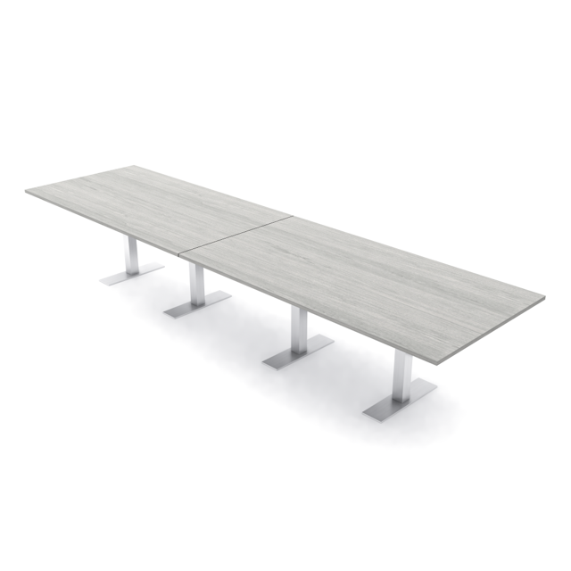 14 Person Modular Powered Rectangular Conference Table Metal T Bases