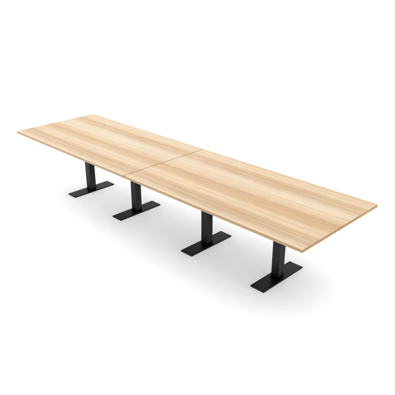 14 Person Modular Powered Rectangular Conference Table Metal T Bases