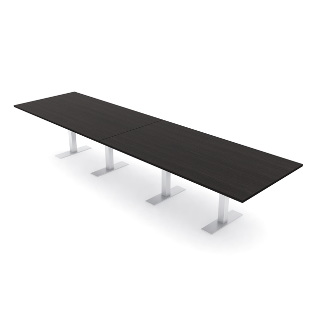 14 Person Modular Powered Rectangular Conference Table Metal T Bases