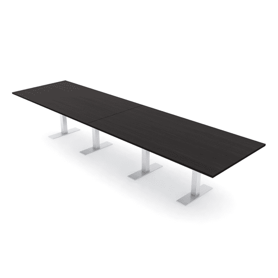 14 Person Modular Powered Rectangular Conference Table Metal T Bases