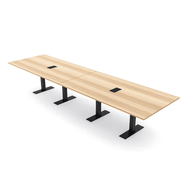 14 Person Modular Powered Rectangular Conference Table Metal T Bases