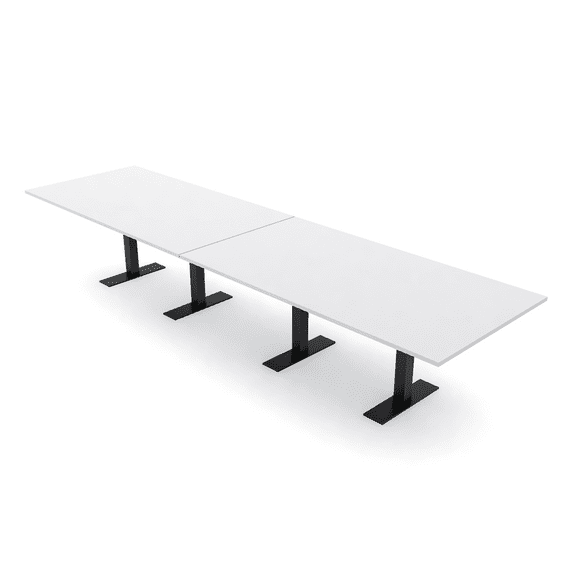 14 Person Modular Powered Rectangular Conference Table Metal T Bases