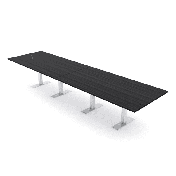 14 Person Modular Powered Rectangular Conference Table Metal T Bases