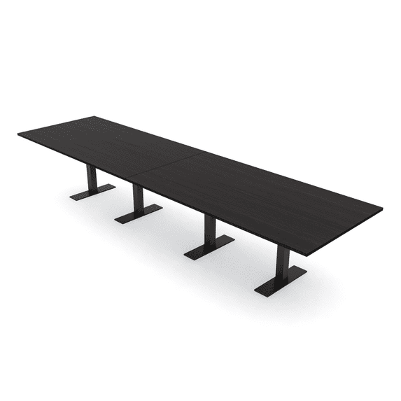 14 Person Modular Powered Rectangular Conference Table Metal T Bases