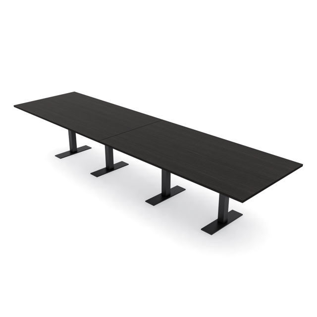 14 Person Modular Powered Rectangular Conference Table Metal T Bases