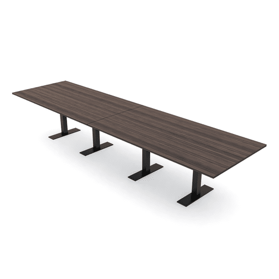 14 Person Modular Powered Rectangular Conference Table Metal T Bases