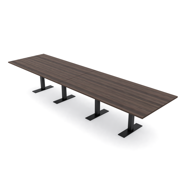 14 Person Modular Powered Rectangular Conference Table Metal T Bases