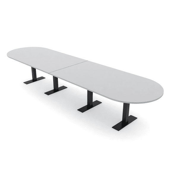 14 Person Modular Racetrack Conference Table Metal T Bases Power Units