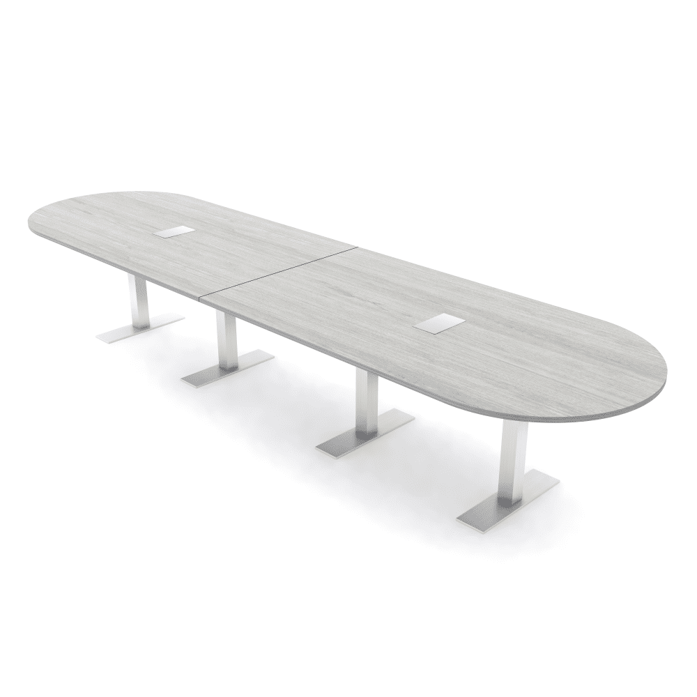 14 Person Modular Racetrack Conference Table Metal T Bases Power Units ...