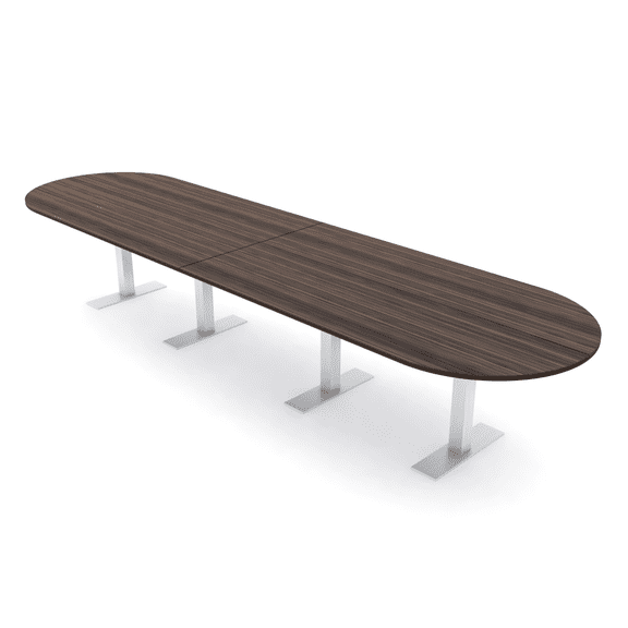 14 Person Modular Racetrack Conference Table Metal T Bases Power Units