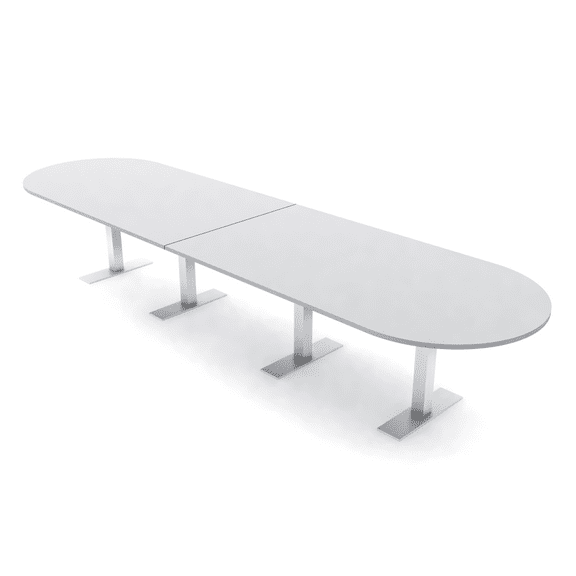14 Person Modular Racetrack Conference Table Metal T Bases Power Units