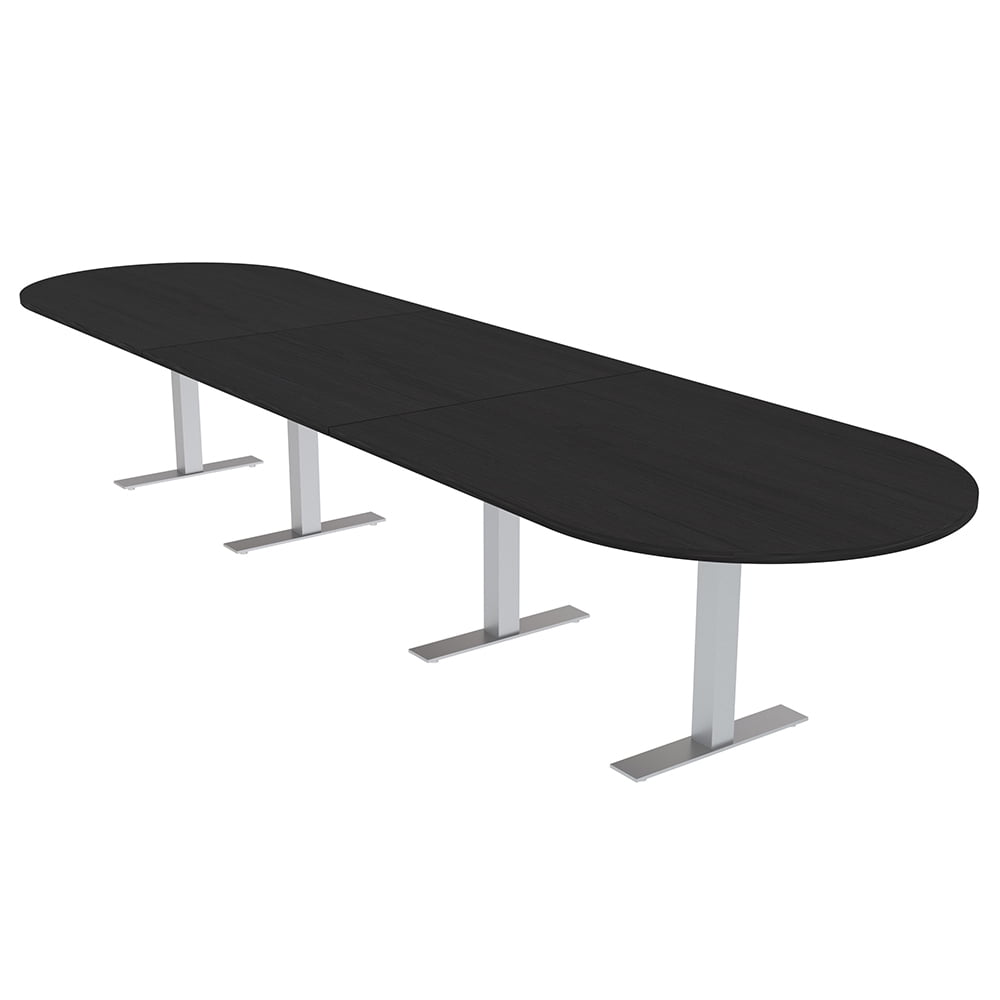 14 Person Modular Racetrack Conference Table Metal T Bases Power Units ...