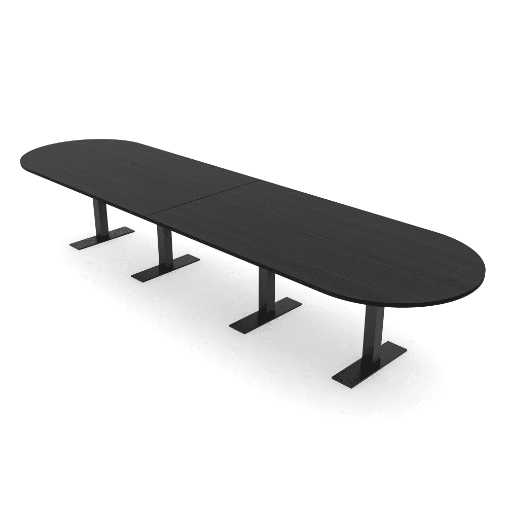 14 Person Modular Racetrack Conference Table Metal T Bases Power Units ...