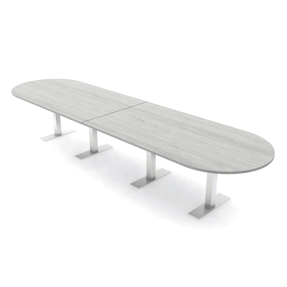 14 Person Modular Racetrack Conference Table Metal T Bases Power Units