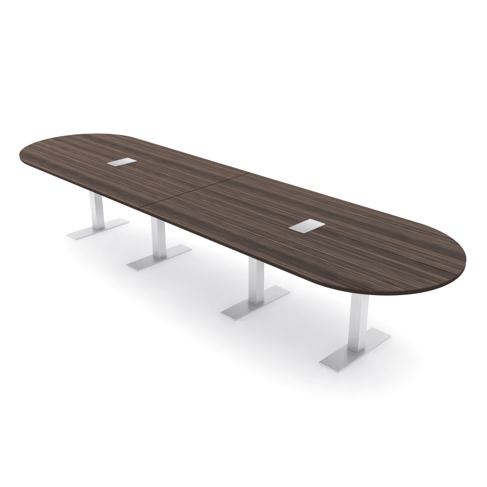 14 Person Modular Racetrack Conference Table Metal T Bases Power Units ...