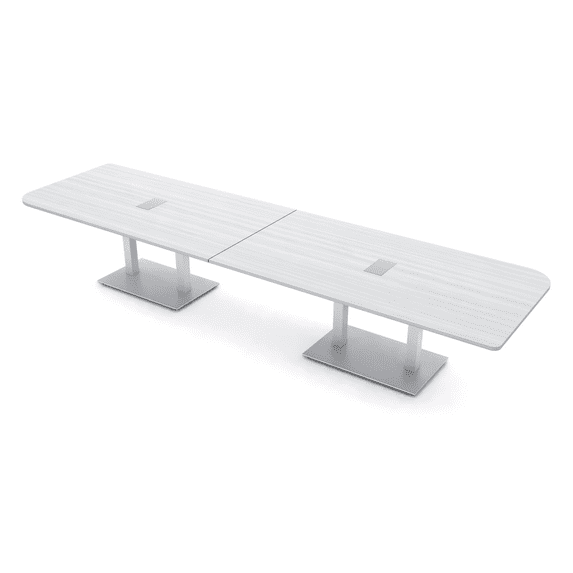 14 Person Rounded Corner Boardroom Table With Metal Base Power Module