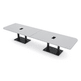 thumbnail image 1 of 14 Person Rounded Corner Boardroom Table With Metal Base Power Module, 1 of 7