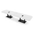 thumbnail image 1 of 14 Person Rounded Corner Boardroom Table With Metal Base Power Module, 1 of 7