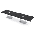 thumbnail image 1 of 14 Person Rounded Corner Boardroom Table With Metal Base Power Module, 1 of 7