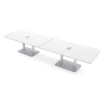 thumbnail image 1 of 14 Person Rounded Corner Boardroom Table With Metal Base Power Module, 1 of 7
