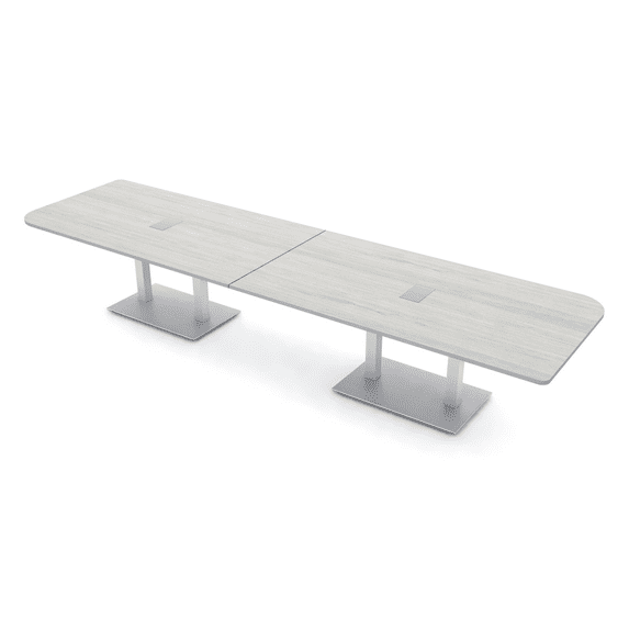 14 Person Rounded Corner Boardroom Table With Metal Base Power Module