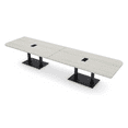thumbnail image 1 of 14 Person Rounded Corner Boardroom Table With Metal Base Power Module, 1 of 7