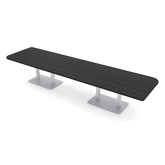 14 Person Rounded Corner Boardroom Table With Metal Base Power Module