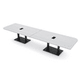 thumbnail image 1 of 14 Person Rounded Corner Boardroom Table With Metal Base Power Module, 1 of 7