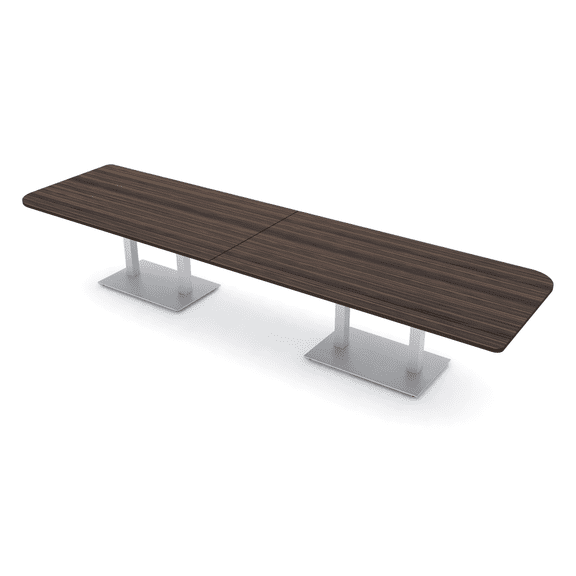 14 Person Rounded Corner Boardroom Table With Metal Base Power Module