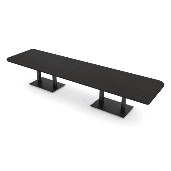 14 Person Rounded Corner Boardroom Table With Metal Base Power Module