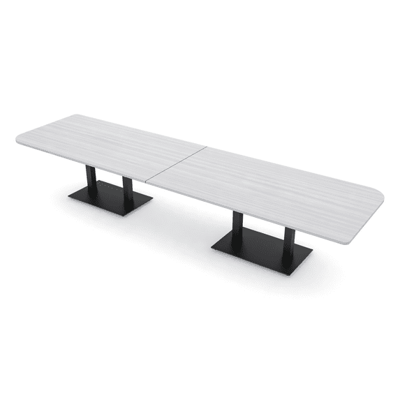 14 Person Rounded Corner Boardroom Table With Metal Base Power Module