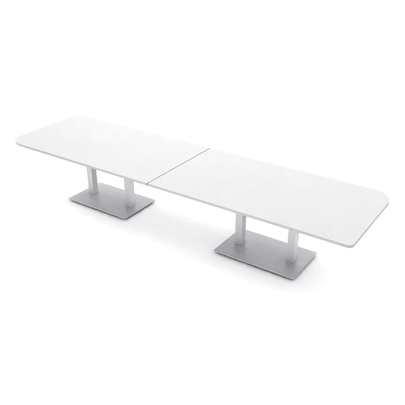 14 Person Rounded Corner Boardroom Table With Metal Base Power Module
