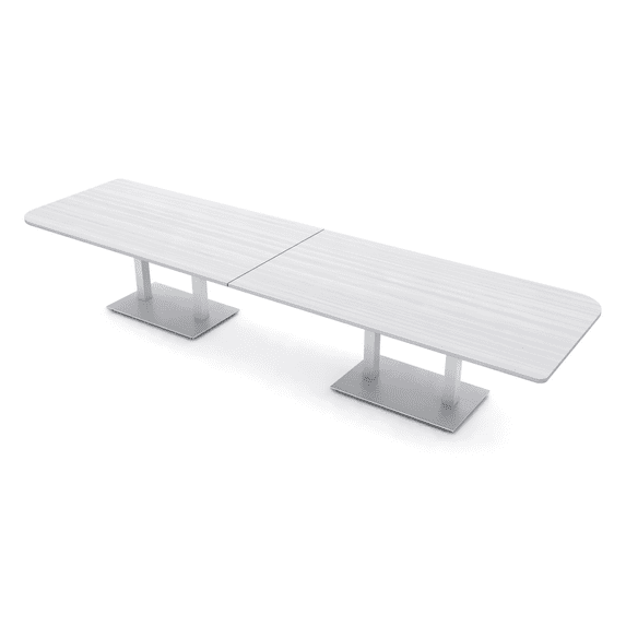 14 Person Rounded Corner Boardroom Table With Metal Base Power Module