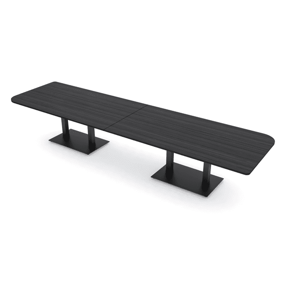 14 Person Rounded Corner Boardroom Table With Metal Base Power Module