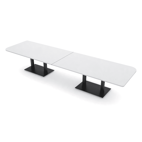 14 Person Rounded Corner Boardroom Table With Metal Base Power Module