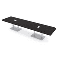 thumbnail image 1 of 14 Person Rounded Corner Boardroom Table With Metal Base Power Module, 1 of 7