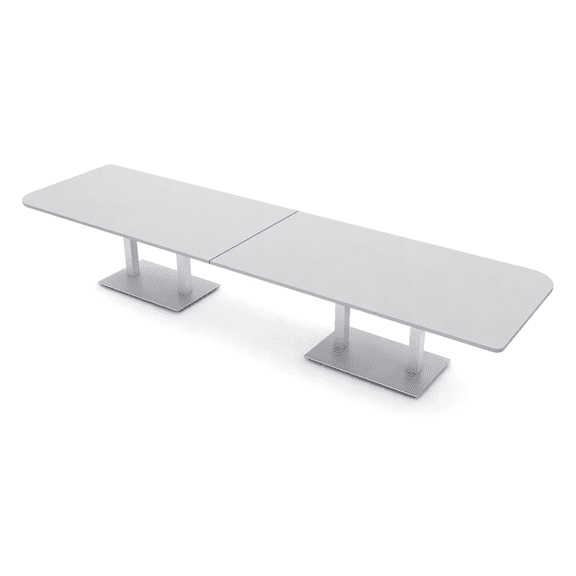 14 Person Rounded Corner Boardroom Table With Metal Base Power Module