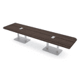 thumbnail image 1 of 14 Person Rounded Corner Boardroom Table With Metal Base Power Module, 1 of 7