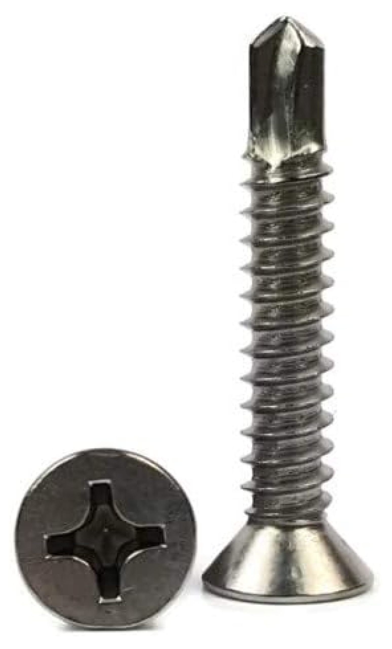 25-Pack #14 X 2" Flat Head Self-Drilling Screws – 410 Stainless Steel Phillips Drive For Metal & Wood