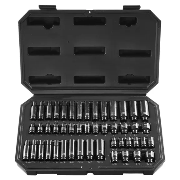 14-Piece 1/4" Drive Deep Socket Set-Metric 4-15mm-6 Point Cr-Mo Steel-Durable Auto Repair Tools with Clear Size Markings and Organizer