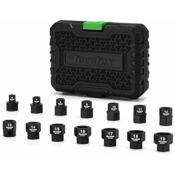 14-Piece 3/8-Inch Drive Metric Low Profile Impact Socket Set, Stubby Socket Set, 6mm-19mm, No Skips Sizes, 6 Point, Cr-Mo, Shorter Socket for Tight Areas$$