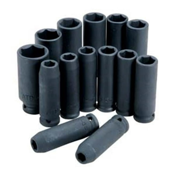 14-Piece .50-Inch Drive 6 Point Metric Deep Impact Socket Set