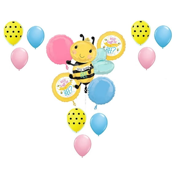 14 Piece Balloons New Gender Reveal What Will The Little Honey BEE ? Bumblebee Theme BOY Girl Baby Shower