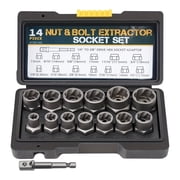 Bolt and Screw Extractor Set - 14 Piece 3/8 Drive Socket Kit with Adapter for Removing Rounded and Rusted Nuts