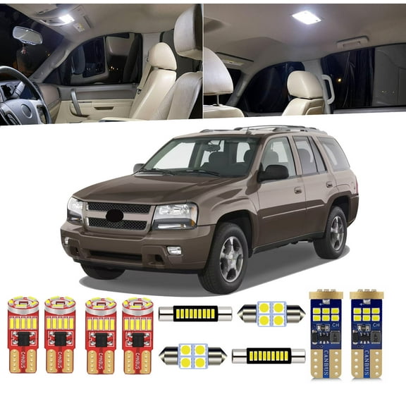 14 Piece Car Interior LED Lights Kit for Chevrolet Trailblazer 2006 2007 2008 2009 Interior LED Light Bulbs Packag Kit+License Plate Light + Install Tool