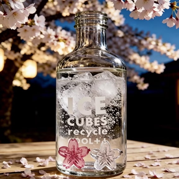 14 Piece Cherry Blossom Ice Cubes, Reusable Plastic Ice Cubes for Whiskey Cola, Cooling Chilled Stones for Drinks, Non-Melting Ice Cubes for Home Bar