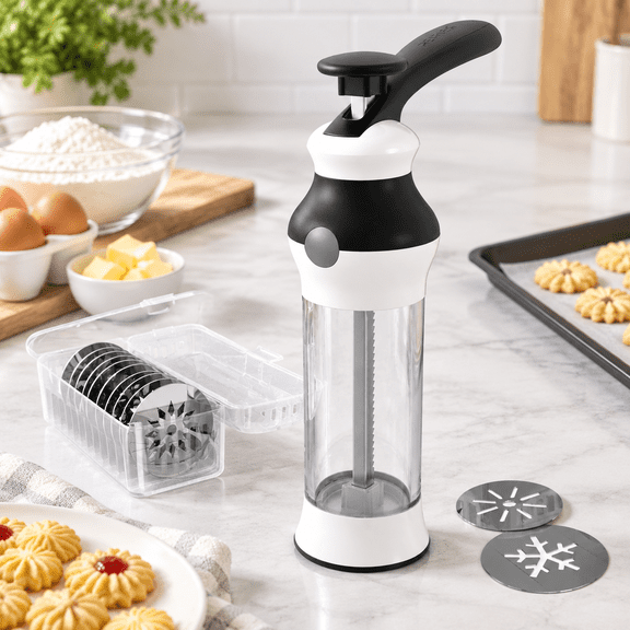 14-Piece Cookie Press Set with Upgraded Stainless Steel Disks and Storage Case