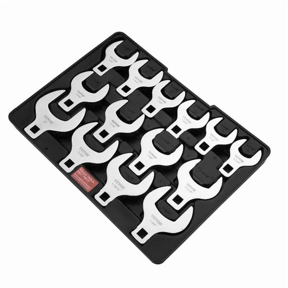 14-Piece Crowfoot Wrench Set 1/2 Inch Drive,SAE Sizes 1-1/16 to 2 Inches,Durable 40CR Steel with Storage Tray for Auto Repairs
