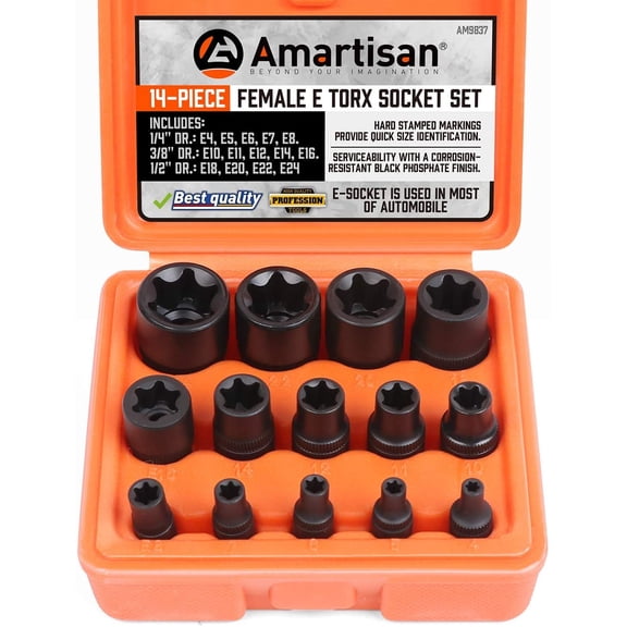 14 Piece E Torx Socket Set Female Plum Blossom Torque Socket Set